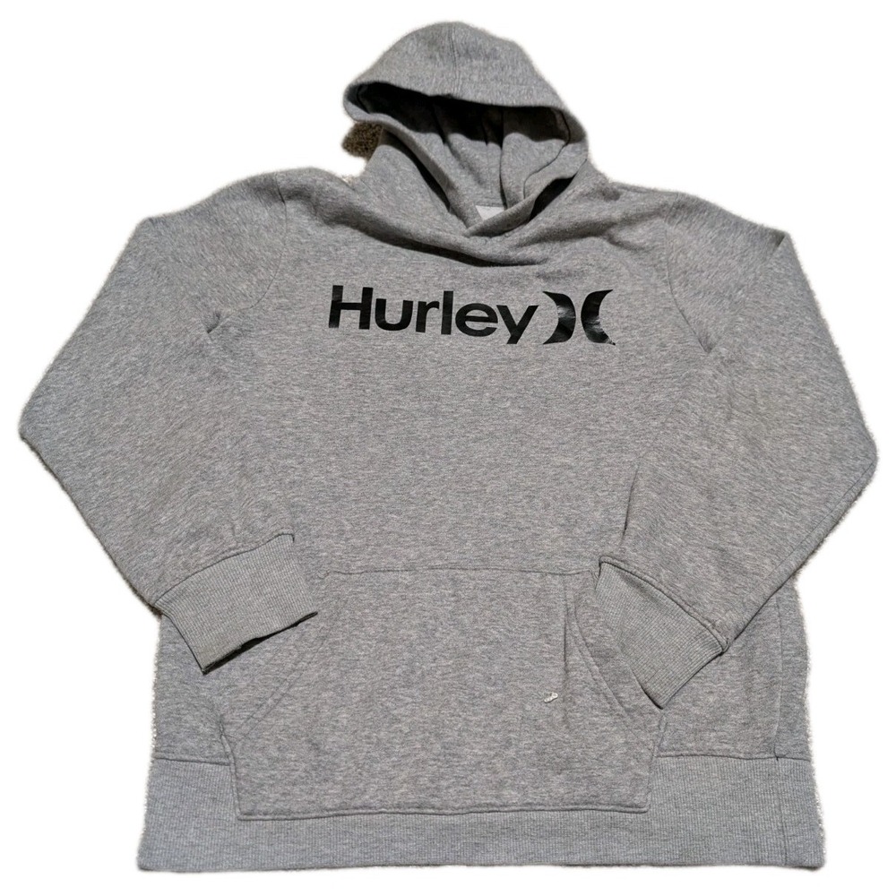 Hurley Hoodie Youth‎ Large Gray Grey Hood Pullover Logo Sweatshirt